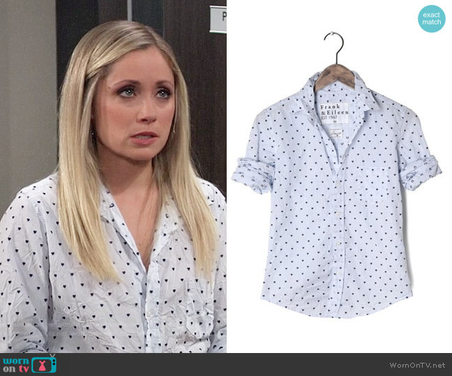 Frank & Eileen Heart Print Shirt worn by Lulu Spencer Falconeri (Emme Rylan) on General Hospital