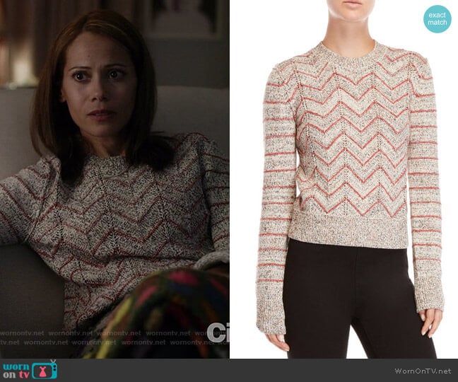 Zig Zag Pullover Sweater by Free People worn by Victoria Cartagena on Manifest