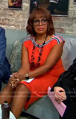 Gayle’s orange ribbed dress on CBS This Morning
