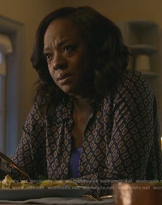 Annalise's black cube print blouse on How to Get Away with Murder