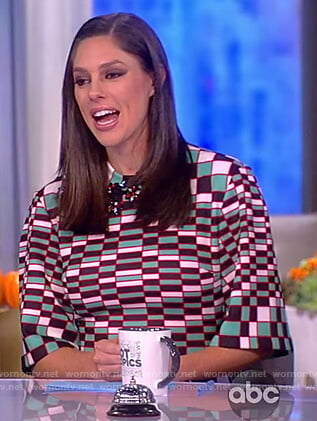 Abby’s geometric print mini dress on The View