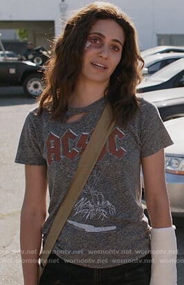 WornOnTV: Fiona's gray AC/DC print tee on Shameless | Emmy Rossum | Clothes  and Wardrobe from TV