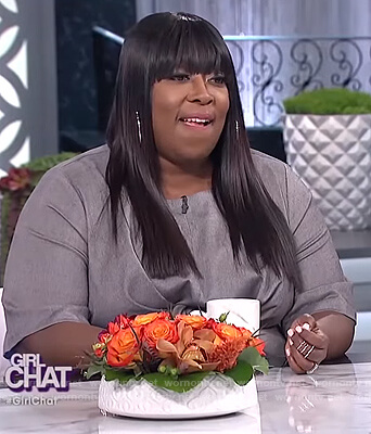 Loni’s gray tie front dress on The Real