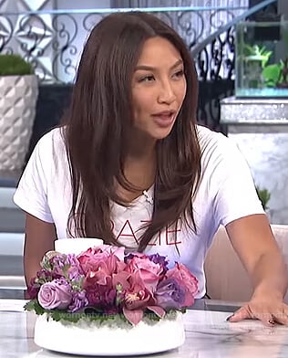 Jeannie’s white Grazie print tee on The Real