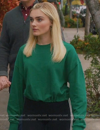 Taylor’s green drawstring hem sweatshirt on American Housewife