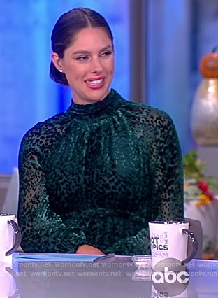 Abby’s green leopard print mini dress on The View