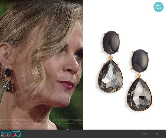 Halogen Gemstone Statement Double Drop Earrings worn by Phyllis Newman (Gina Tognoni) on The Young and the Restless