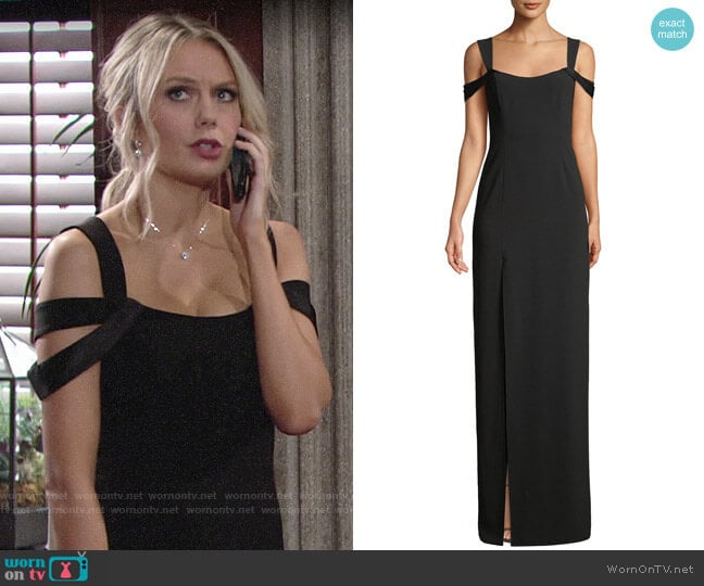 Halston Heritage Cold-Shoulder Fitted Crepe Gown worn by Abby Newman (Melissa Ordway) on The Young and the Restless