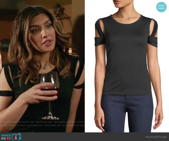 Helmut Lang Bondage Sleeve Tee worn by Dinah Drake (Juliana Harkavy) on Arrow