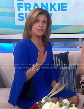 Hoda’s blue contrast bell sleeve dress on Today