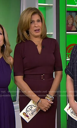 Hoda’s burgundy belted dress on Today