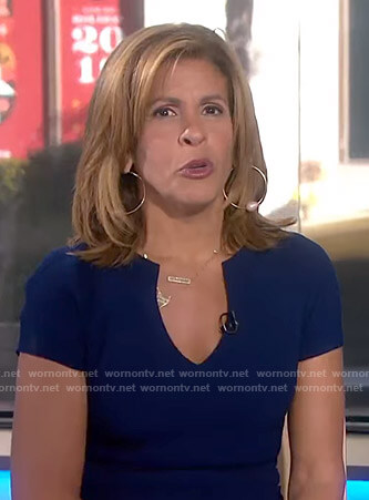 Hoda’s navy v-neck sheath dress on Today