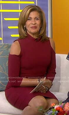 Hoda’s red cold-shoulder dress on Today