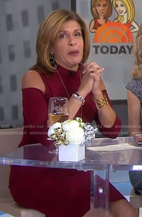 Hoda’s red cold-shoulder dress on Today