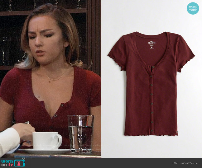 Hollister Slim Henley T-shirt worn by Kristina Corinthos (Lexi Ainsworth) on General Hospital