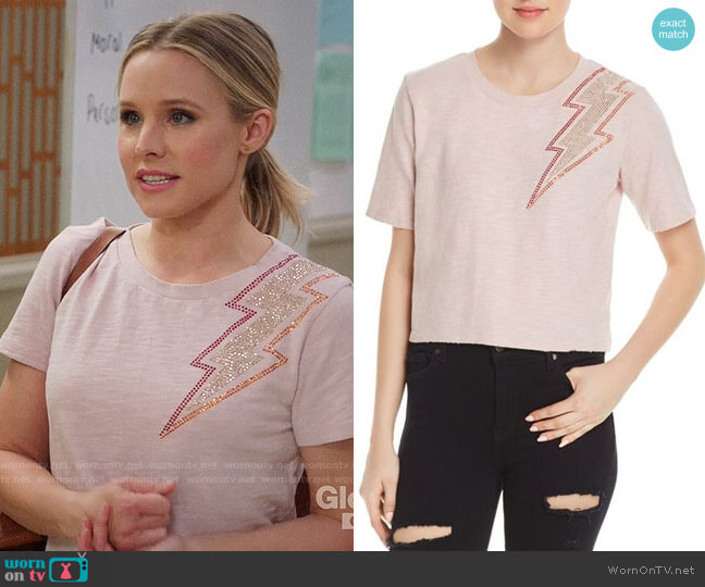 Honey Punch Embellished Lightning Tee worn by Eleanor Shellstrop (Kristen Bell) on The Good Place