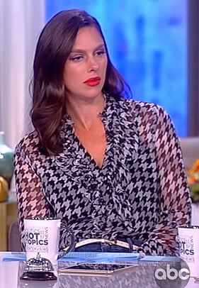 Abby's houndstooth silk ruffle blouse on The View