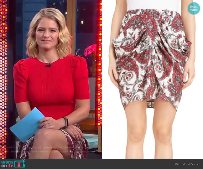 Tilena Skirt by Isabel Marant worn by Sara Haines on Good Morning America