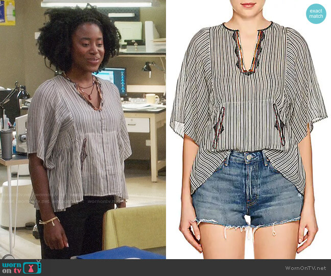 WornOnTV: Simone’s striped embroidered top on The Good Place | Kirby ...