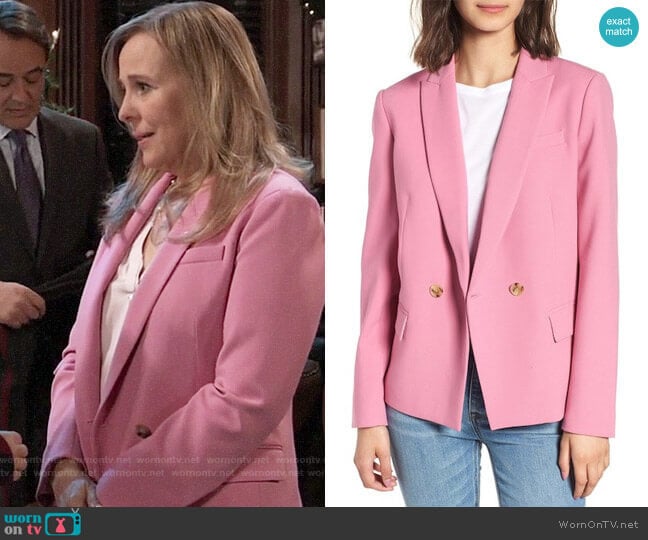 J. Crew Dover Blazer in Decorative Pink worn by Laura Collins (Genie Francis) on General Hospital