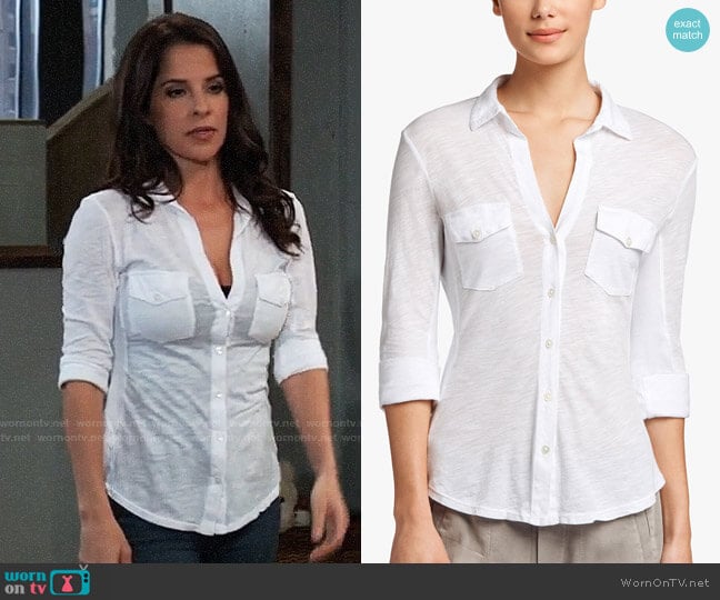 James Perse Sheer Slub Side Panel Shirt worn by Sam McCall (Kelly Monaco) on General Hospital