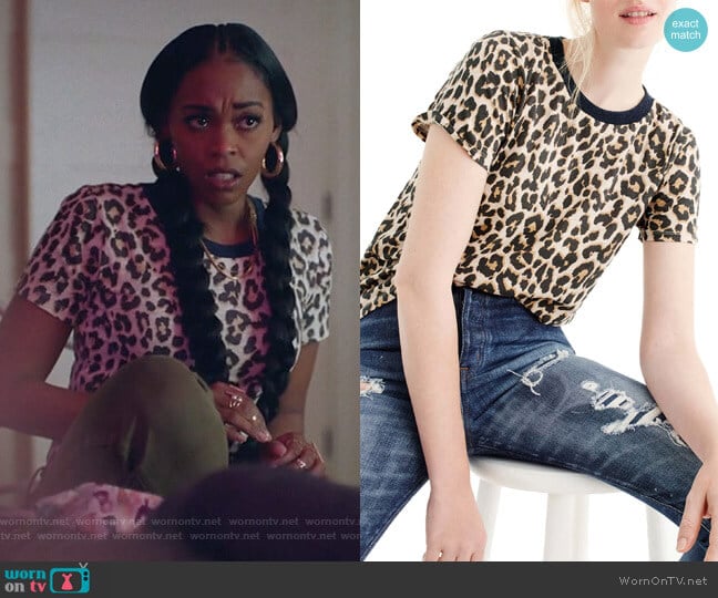 Leopard Print Tee by J. Crew worn by Anissa Pierce (Nafessa Williams) on Black Lightning