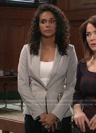 Jordan’s grey blazer on General Hospital