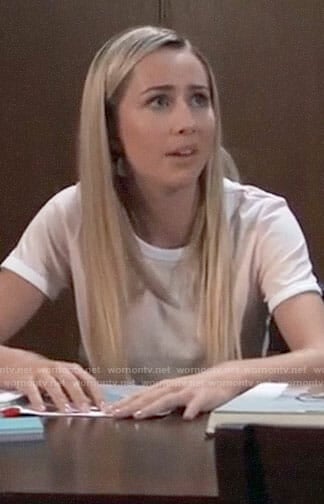 Josslyn’s pink ringer tee on General Hospital