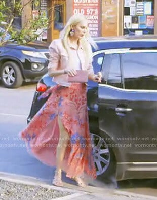 Kameron’s pink floral slit skirt on The Real Housewives of Dallas