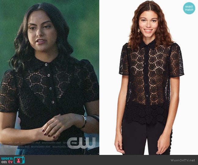 Kate Spade Bloom Flower Lace Top worn by Veronica Lodge (Camila Mendes) on Riverdale