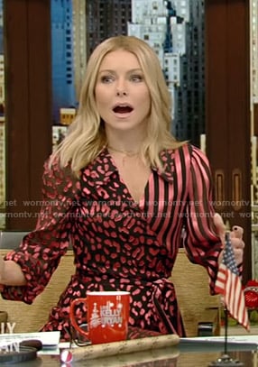 Kelly’s pink striped and leopard print dress on Live with Kelly and Ryan