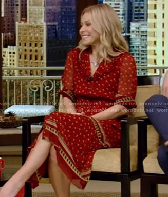 Kelly's red printed dress on Live with Kelly and Ryan