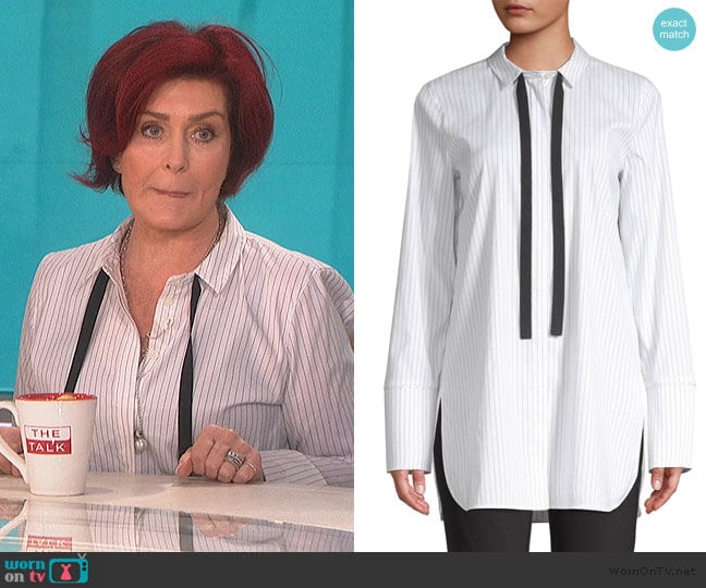 Annaleise Striped Blouse by Lafayette 148 New York worn by Sharon Osbourne on The Talk