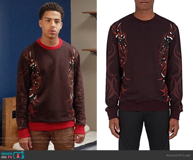 Lanvin Dragon Tribal Sweatshirt worn by Andre Johnson Jr (Marcus Scribner) on Black-ish