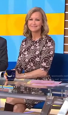 Lara’s brown floral print dress on Good Morning America