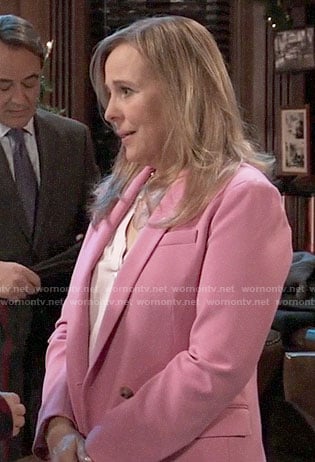 Laura’s pink double breasted blazer on General Hospital