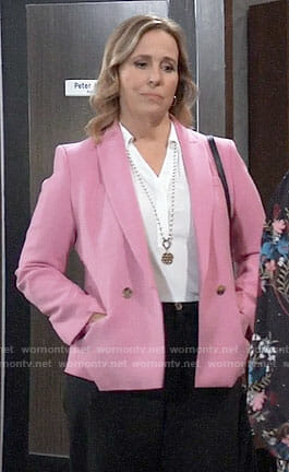 Laura’s pink double breasted blazer on General Hospital