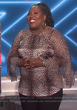 Sheryl’s leopard print bell sleeve top on The Talk