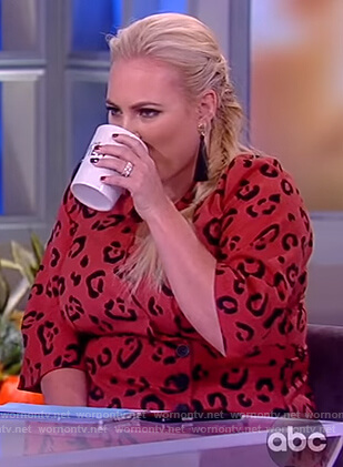 Meghan’s red leopard print wrap top on The View