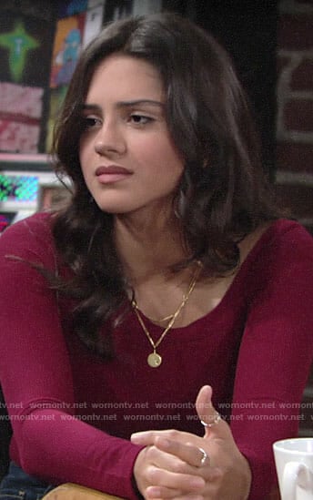 Lola's circle pendant necklace on The Young and the Restless