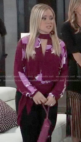 Lulu's red and pink floral top on General Hospital