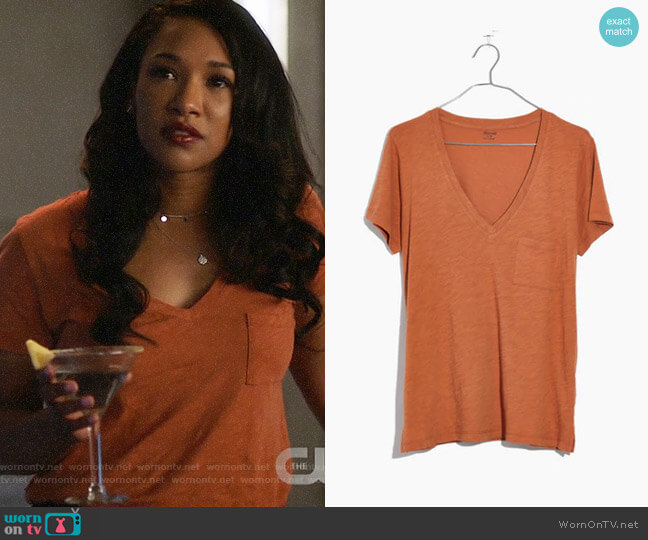 Madewell Whisper Cotton V-neck Tee worn by Iris West (Candice Patton) on The Flash