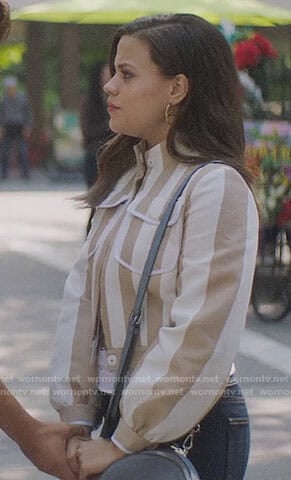 Maggie’s beige candy striped jacket on Charmed