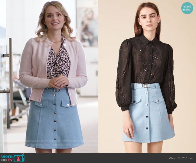 Maje Jamela Skirt worn by Eve Teschmacher (Andrea Brooks) on Supergirl