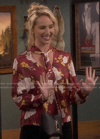 Mandy’s red floral blouse on Last Man Standing
