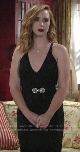 Mariah’s black maid of honor dress on The Young and the Restless