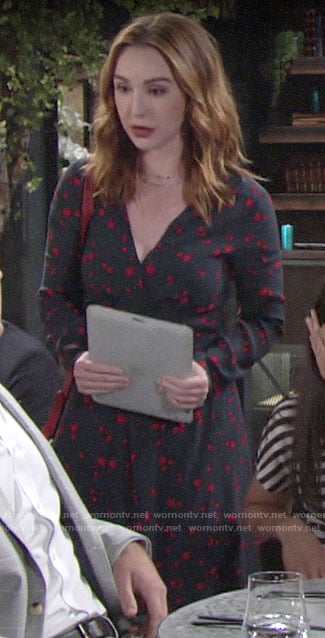 Mariah’s blue and red star print dress on The Young and the Restless