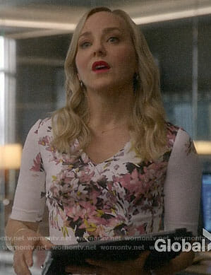 Marissa’s white and pink floral dress on Bull