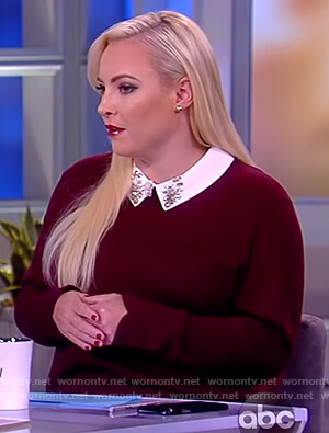 Meghan’s maroon sweater with embellished collar on The View