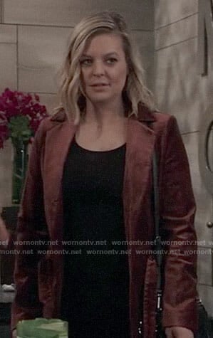 Maxie’s brown velvet jacket on General Hospital